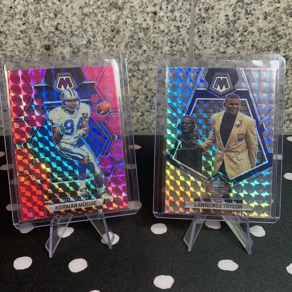 Lawrence Taylor & Herman Moore Panini Prizm Lions Giants HOF All Stars!! - Picture 6 of 6